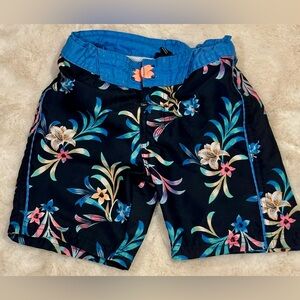 art class Black Floral Kids Swim Trunks